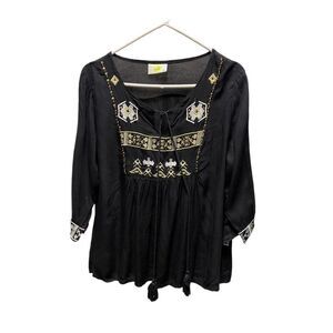 SOLITO size M embroidered beaded Viscose tassel peasant top Anthropologie.